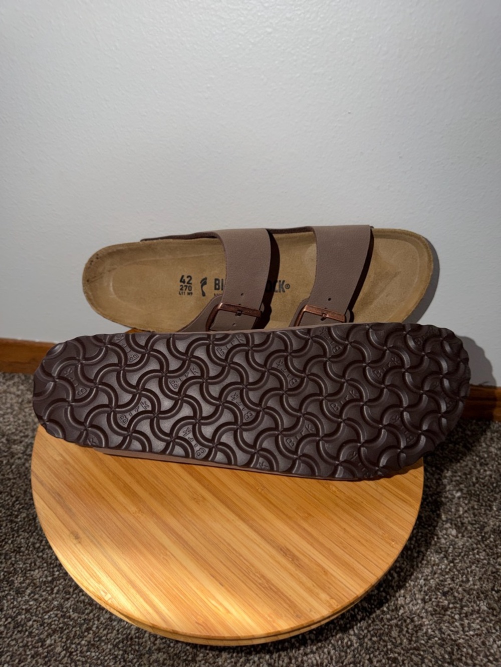 Birkenstock Two-Strap Sandal in Brown and Dark Brown